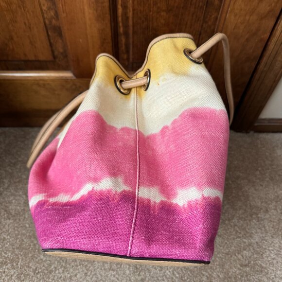 Calvin Klein Reversible Tote Bag - (1) Yellow, Ivory, Pink & Fuchsia & (2) Tan - Picture 8 of 14